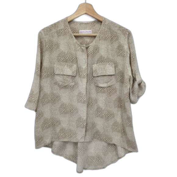 Amanda Uprichard Womens Morgan 100% Silk Blouse Hi Lo Snake Print Size Small - Picture 1 of 4